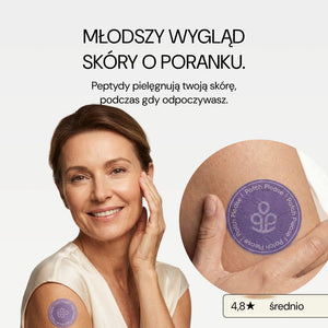 Młodszy wygląd skóry o poranku: patch Anti Aging Please na ramieniu