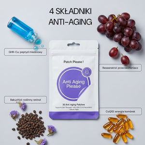 Składniki Anti Aging Please: bakuchiol, CoQ10, GHK-Cu, resweratrol