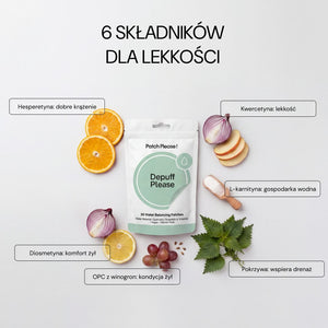 6 składników Depuff Please, m.in. hesperetyna, diosmetyna i kwercetyna
