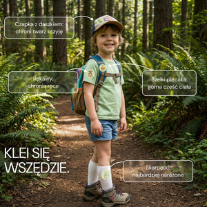 No Bite Please Kids klei się wszędzie: czapka, rękawy, plecak, skarpetki