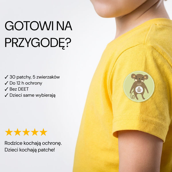 Patch No Bite Please Kids ze zwierzakiem na rękawie dziecka