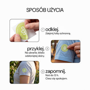 Jak używać No Bite Please: odklej, przyklej na ubranie, zapomnij
