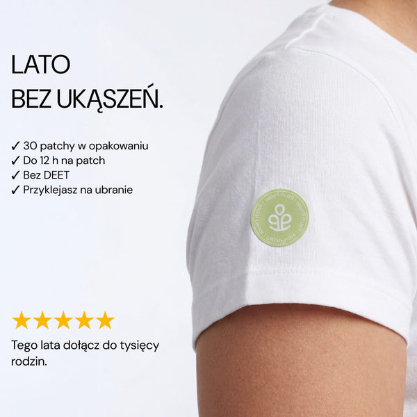 Patch No Bite Please na rękawie koszulki